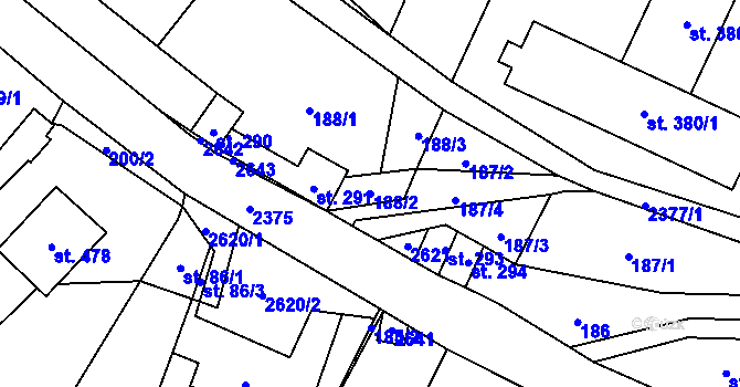 Parcela st. 188/2 v KÚ Hnátnice, Katastrální mapa