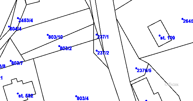 Parcela st. 237/2 v KÚ Hnátnice, Katastrální mapa