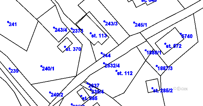 Parcela st. 244 v KÚ Hnátnice, Katastrální mapa