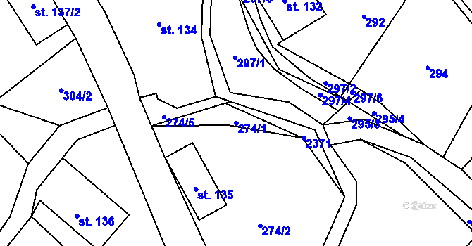 Parcela st. 274/1 v KÚ Hnátnice, Katastrální mapa