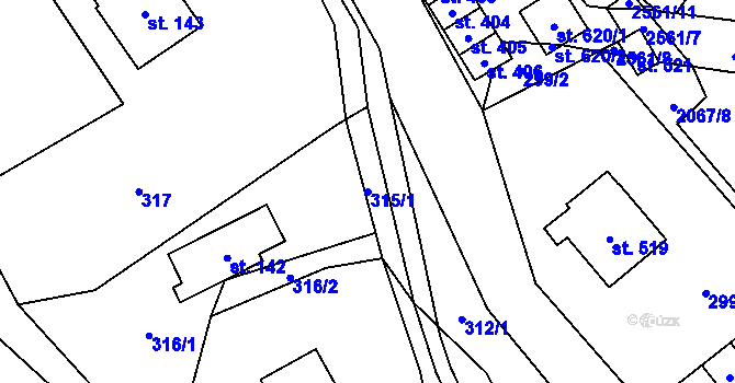 Parcela st. 315/1 v KÚ Hnátnice, Katastrální mapa