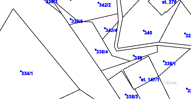 Parcela st. 338/4 v KÚ Hnátnice, Katastrální mapa