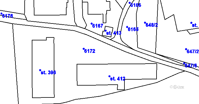 Parcela st. 648/1 v KÚ Hnátnice, Katastrální mapa