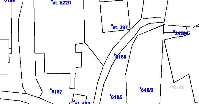 Parcela st. 648/10 v KÚ Hnátnice, Katastrální mapa