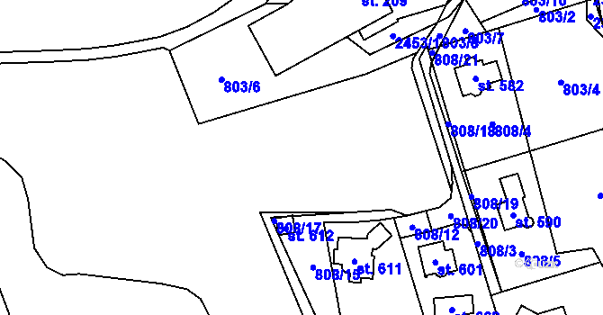 Parcela st. 808/1 v KÚ Hnátnice, Katastrální mapa