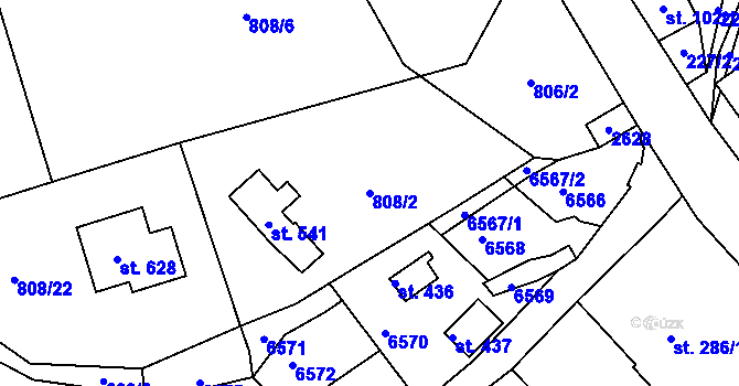 Parcela st. 808/2 v KÚ Hnátnice, Katastrální mapa