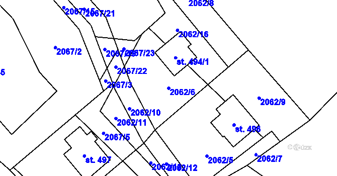 Parcela st. 2062/6 v KÚ Hnátnice, Katastrální mapa
