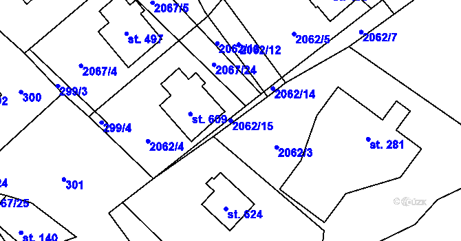 Parcela st. 2062/15 v KÚ Hnátnice, Katastrální mapa