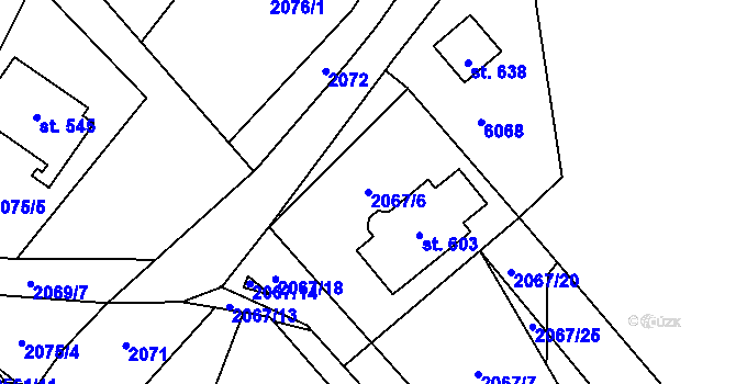 Parcela st. 2067/6 v KÚ Hnátnice, Katastrální mapa