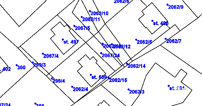 Parcela st. 2067/24 v KÚ Hnátnice, Katastrální mapa
