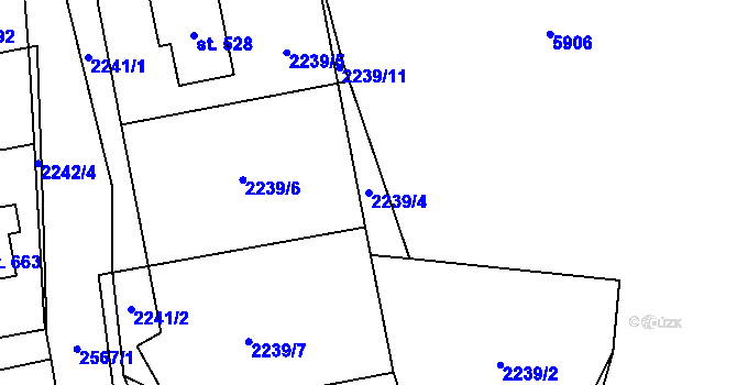 Parcela st. 2239/4 v KÚ Hnátnice, Katastrální mapa