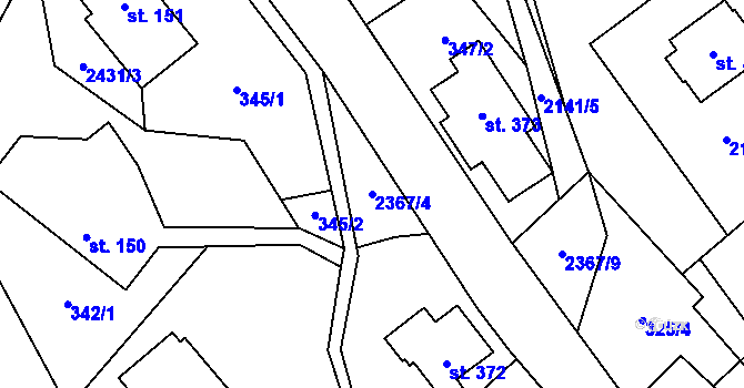 Parcela st. 2367/4 v KÚ Hnátnice, Katastrální mapa