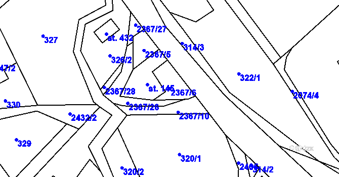 Parcela st. 2367/6 v KÚ Hnátnice, Katastrální mapa
