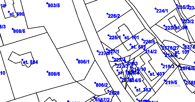 Parcela st. 2370/1 v KÚ Hnátnice, Katastrální mapa