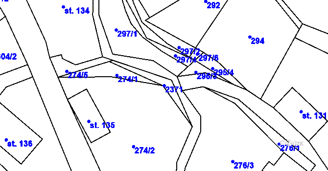Parcela st. 2371 v KÚ Hnátnice, Katastrální mapa