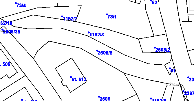 Parcela st. 2608/6 v KÚ Hnátnice, Katastrální mapa