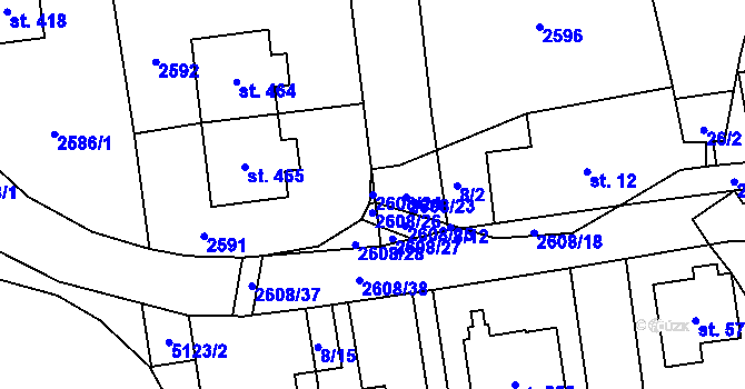 Parcela st. 2608/24 v KÚ Hnátnice, Katastrální mapa