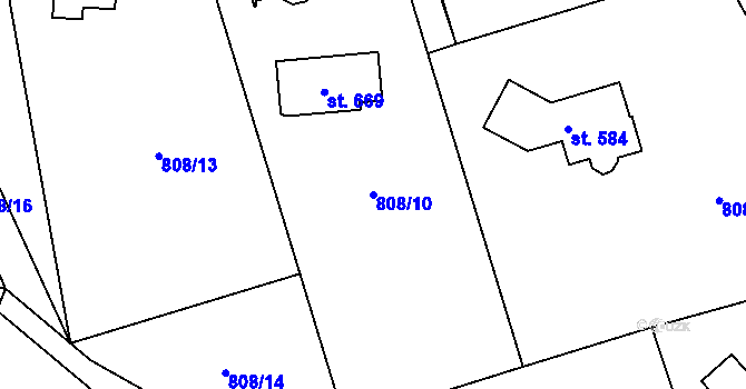 Parcela st. 808/10 v KÚ Hnátnice, Katastrální mapa