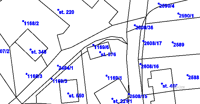 Parcela st. 576 v KÚ Hnátnice, Katastrální mapa