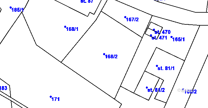 Parcela st. 168/2 v KÚ Hnátnice, Katastrální mapa