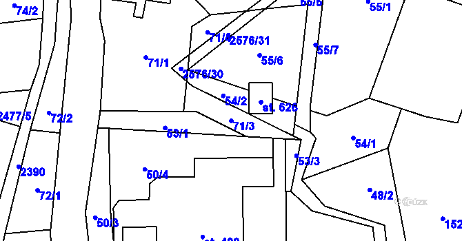 Parcela st. 71/3 v KÚ Hnátnice, Katastrální mapa