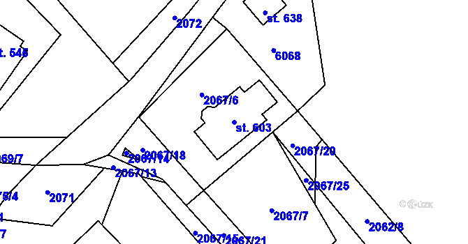 Parcela st. 603 v KÚ Hnátnice, Katastrální mapa