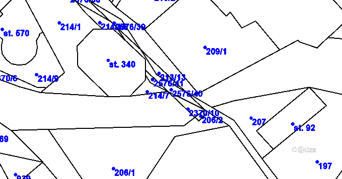Parcela st. 2576/40 v KÚ Hnátnice, Katastrální mapa