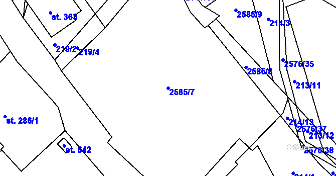 Parcela st. 2585/7 v KÚ Hnátnice, Katastrální mapa
