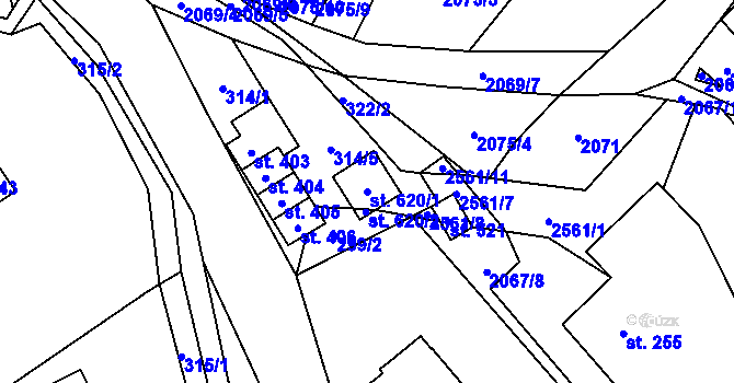 Parcela st. 620/1 v KÚ Hnátnice, Katastrální mapa