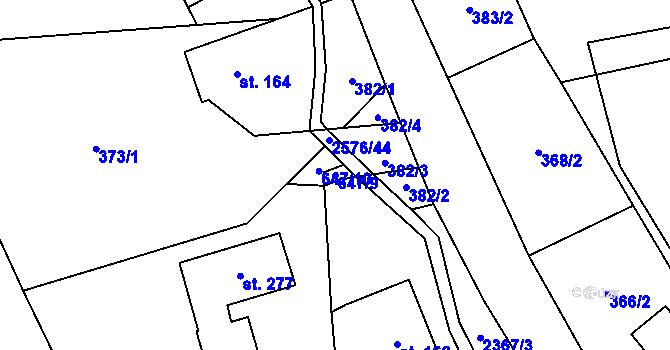 Parcela st. 647/9 v KÚ Hnátnice, Katastrální mapa