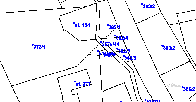 Parcela st. 647/10 v KÚ Hnátnice, Katastrální mapa