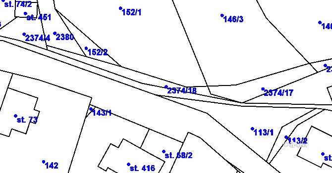 Parcela st. 2374/18 v KÚ Hnátnice, Katastrální mapa