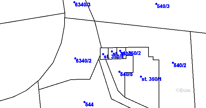 Parcela st. 350/4 v KÚ Hnátnice, Katastrální mapa