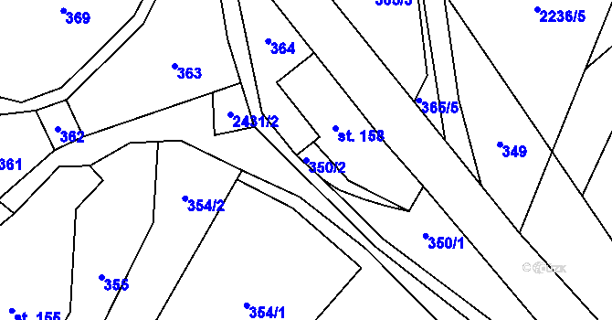 Parcela st. 350/2 v KÚ Hnátnice, Katastrální mapa