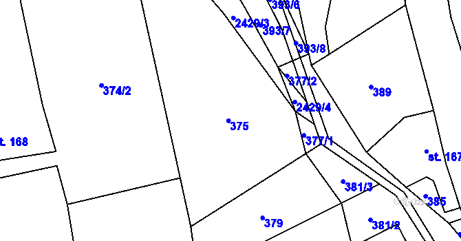 Parcela st. 375/1 v KÚ Hnátnice, Katastrální mapa