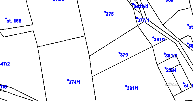 Parcela st. 375/2 v KÚ Hnátnice, Katastrální mapa