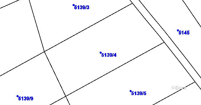 Parcela st. 5139/4 v KÚ Hnátnice, Katastrální mapa