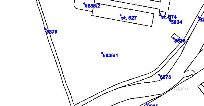 Parcela st. 5836/1 v KÚ Hnátnice, Katastrální mapa