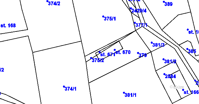 Parcela st. 671 v KÚ Hnátnice, Katastrální mapa