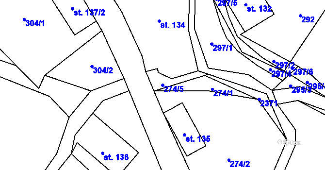 Parcela st. 274/5 v KÚ Hnátnice, Katastrální mapa