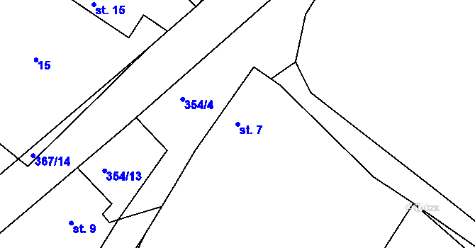 Parcela st. 7 v KÚ Hněvčeves, Katastrální mapa