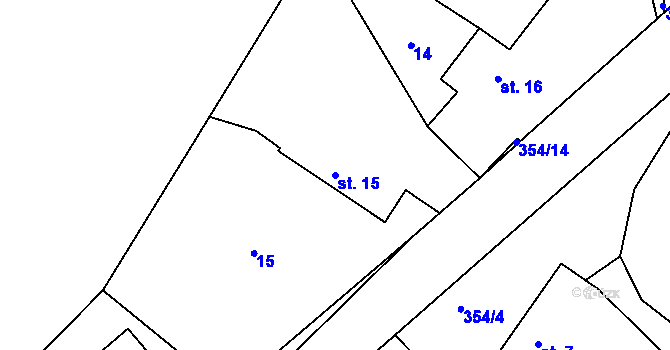 Parcela st. 15 v KÚ Hněvčeves, Katastrální mapa