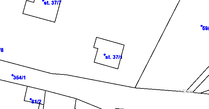 Parcela st. 37/1 v KÚ Hněvčeves, Katastrální mapa