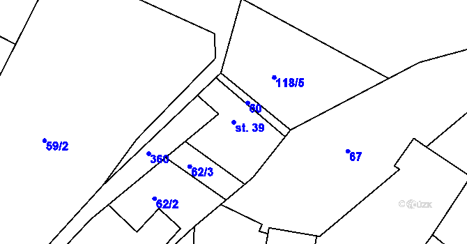Parcela st. 39 v KÚ Hněvčeves, Katastrální mapa