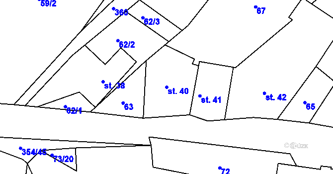Parcela st. 40 v KÚ Hněvčeves, Katastrální mapa