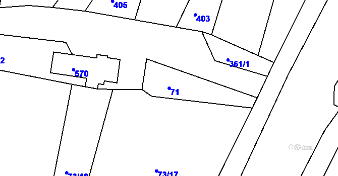 Parcela st. 71 v KÚ Hněvčeves, Katastrální mapa