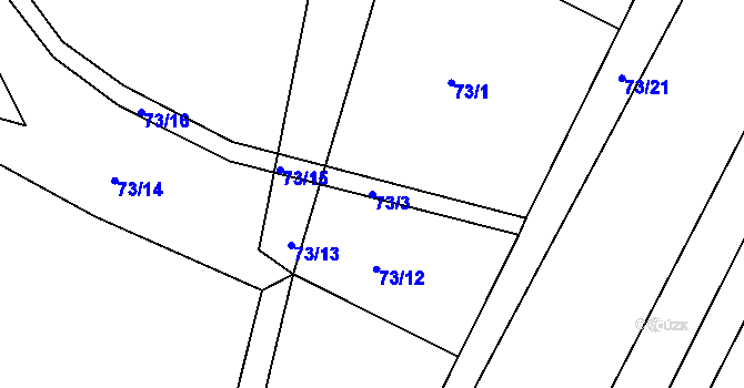 Parcela st. 73/3 v KÚ Hněvčeves, Katastrální mapa