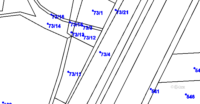 Parcela st. 73/4 v KÚ Hněvčeves, Katastrální mapa