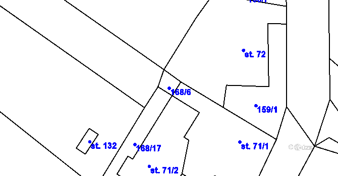 Parcela st. 168/6 v KÚ Hněvčeves, Katastrální mapa
