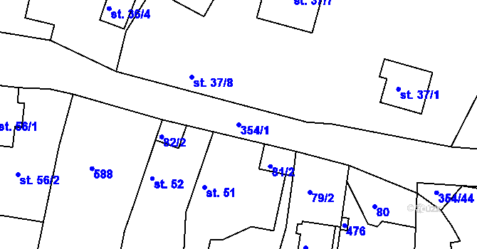 Parcela st. 354/1 v KÚ Hněvčeves, Katastrální mapa
